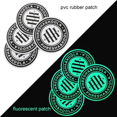 Sew On Silicone Luminous Patch Embossed Fluorescent PVC Rubber Patch