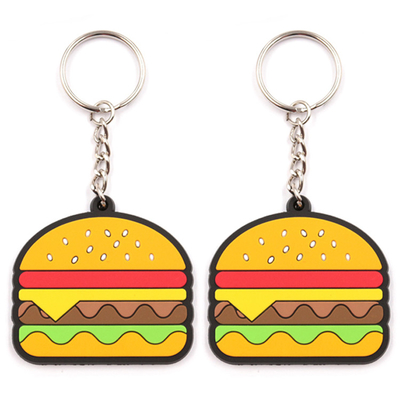 柔らかくかわいいハンバーガー ポリ塩化ビニールのキー ホルダーの第2 3D昇進のギフトの小型食糧Keychain