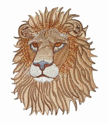 Merrowのボーダー ライオンは完全な刺繍パッチのヴェルクロ裏付けを形づける