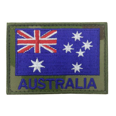 オーストラリアの旗パターン レーザーMerrowのボーダー刺繍パッチのヴェルクロ裏付け