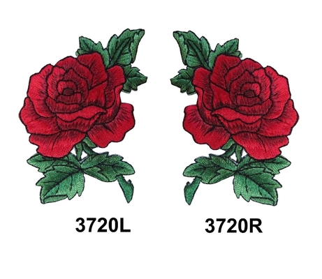 赤いバラの花の刺繍はパッチの衣服のための注文のPantone色を縫う