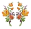 アップリケ パッチ2Pcsオレンジ ローズの花のMerrowedのボーダー刺繍の鉄